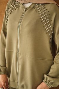 Omuz Taş Detay Takım Yeşil