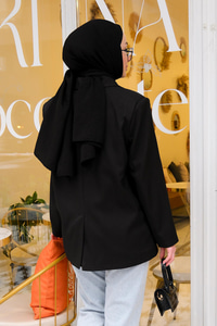 Omuz Vatkalı Blazer Ceket Siyah