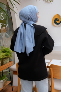 Omuz Vatkalı Oversize Sweat Siyah