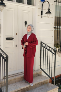 Ön Bağlama Detaylı Takım Bordo