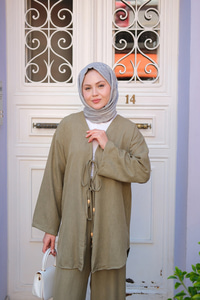 Ön Bağlama Detaylı Takım Küf Yeşil