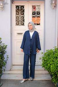 Ön Bağlama Detaylı Takım Lacivert