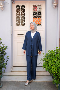 Ön Bağlama Detaylı Takım Lacivert