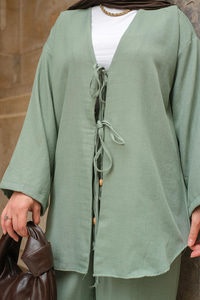 Ön Bağlama Detaylı Takım Mint Yeşil