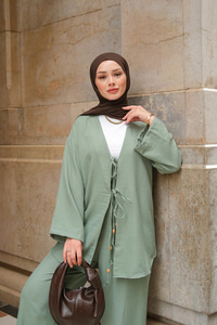 Ön Bağlama Detaylı Takım Mint Yeşil