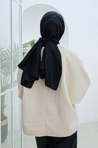 Ön Bağlamalı Buklet Kumaş Ceket Krem