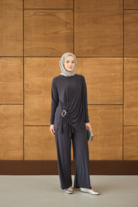 Ön Bağlamalı Süs Detay Takım Antrasit