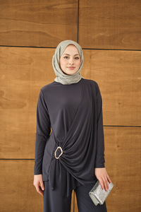 Ön Bağlamalı Süs Detay Takım Antrasit