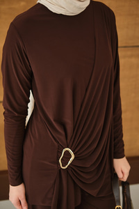 Ön Bağlamalı Süs Detay Takım Kahverengi