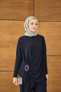 Ön Bağlamalı Süs Detay Takım Lacivert