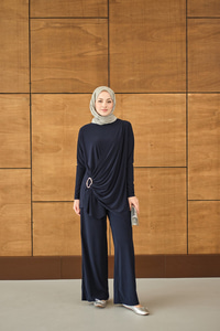 Ön Bağlamalı Süs Detay Takım Lacivert