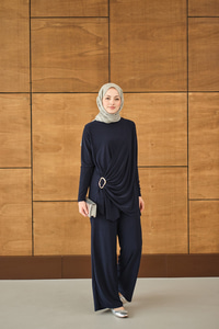 Ön Bağlamalı Süs Detay Takım Lacivert