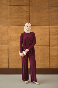 Ön Bağlamalı Süs Detay Takım Mürdüm