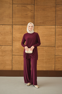 Ön Bağlamalı Süs Detay Takım Mürdüm