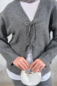 Ön Bağlamalı Triko Takım Antrasit