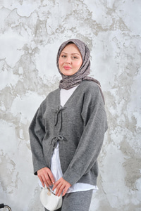 Ön Bağlamalı Triko Takım Antrasit