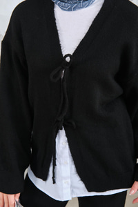 Ön Bağlamalı Triko Takım Siyah