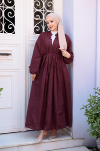 Ön Büzgülü Elbise Bordo