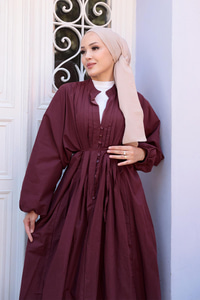 Ön Büzgülü Elbise Bordo