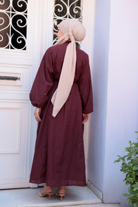 Ön Büzgülü Elbise Bordo