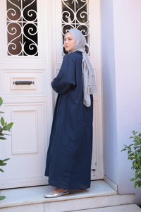 Ön Büzgülü Elbise  Lacivert