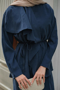 Ön Büzgülü İkili Takım Lacivert