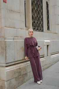 Ön Büzgülü İkili Takım Mürdüm