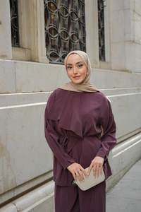 Ön Büzgülü İkili Takım Mürdüm