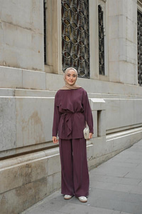 Ön Büzgülü İkili Takım Mürdüm