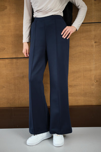 Ön Dikişli Bol Paça Pantolon Lacivert