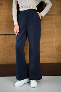 Ön Dikişli Bol Paça Pantolon Lacivert