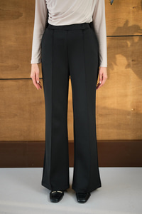 Ön Dikişli Bol Paça Pantolon Siyah