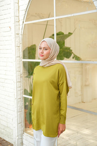 Ön Düğme Detay Tunik Yağ Yeşil