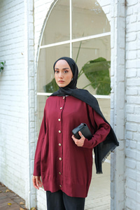 Ön Düğmeli Hırka Bordo