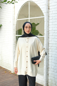 Ön Düğmeli Hırka Ekru