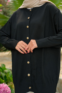 Ön Düğmeli Hırka Siyah
