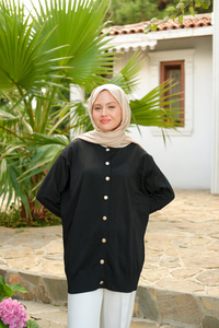 Ön Düğmeli Hırka Siyah