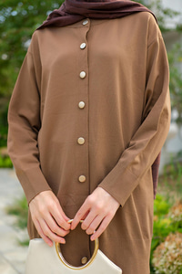 Ön Düğmeli Hırka Vizon