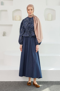 Ön Kurdele Detaylı Kot Görünümlü Takım Mavi