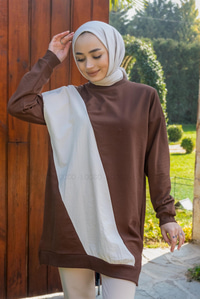 Uygun Fiyatlı ON PARASUT DETAY TUNIK KAHVERENGI | Loccomoda.com 