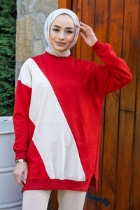 Uygun Fiyatlı ON PARASUT DETAY TUNIK KIRMIZI | Loccomoda.com 