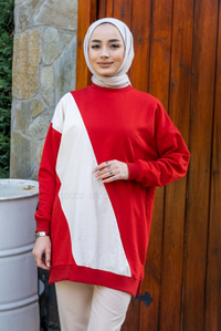 Uygun Fiyatlı ON PARASUT DETAY TUNIK KIRMIZI | Loccomoda.com 