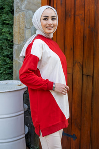 Uygun Fiyatlı ON PARASUT DETAY TUNIK KIRMIZI | Loccomoda.com 