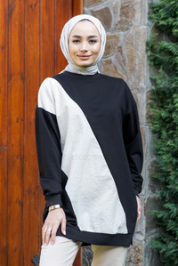 Uygun Fiyatlı ON PARASUT DETAY TUNIK SIYAH | Loccomoda.com 