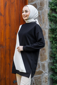 Uygun Fiyatlı ON PARASUT DETAY TUNIK SIYAH | Loccomoda.com 