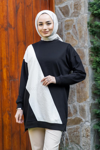 Uygun Fiyatlı ON PARASUT DETAY TUNIK SIYAH | Loccomoda.com 