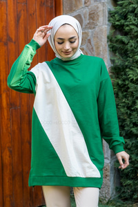 Uygun Fiyatlı ON PARASUT DETAY TUNIK YESIL | Loccomoda.com 