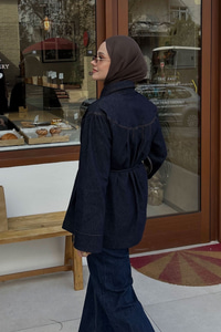 Ön Pileli Gold Düğme Detay Gömlek Lacivert