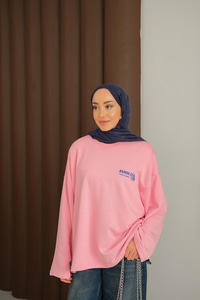 Ön Ve Arka Yazı Baskılı Sweat Pembe