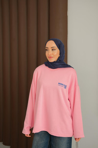 Ön Ve Arka Yazı Baskılı Sweat Pembe